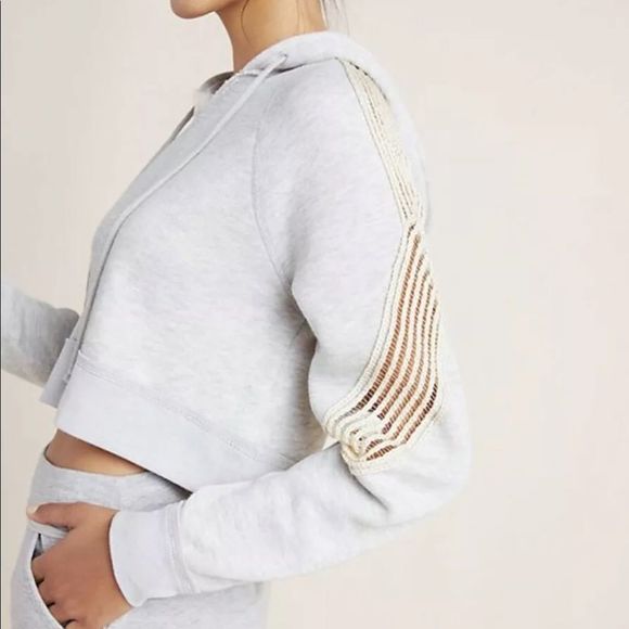 Free People Tops - Free People Hoodie Sweatshirt Crochet Ribbed Cuff
